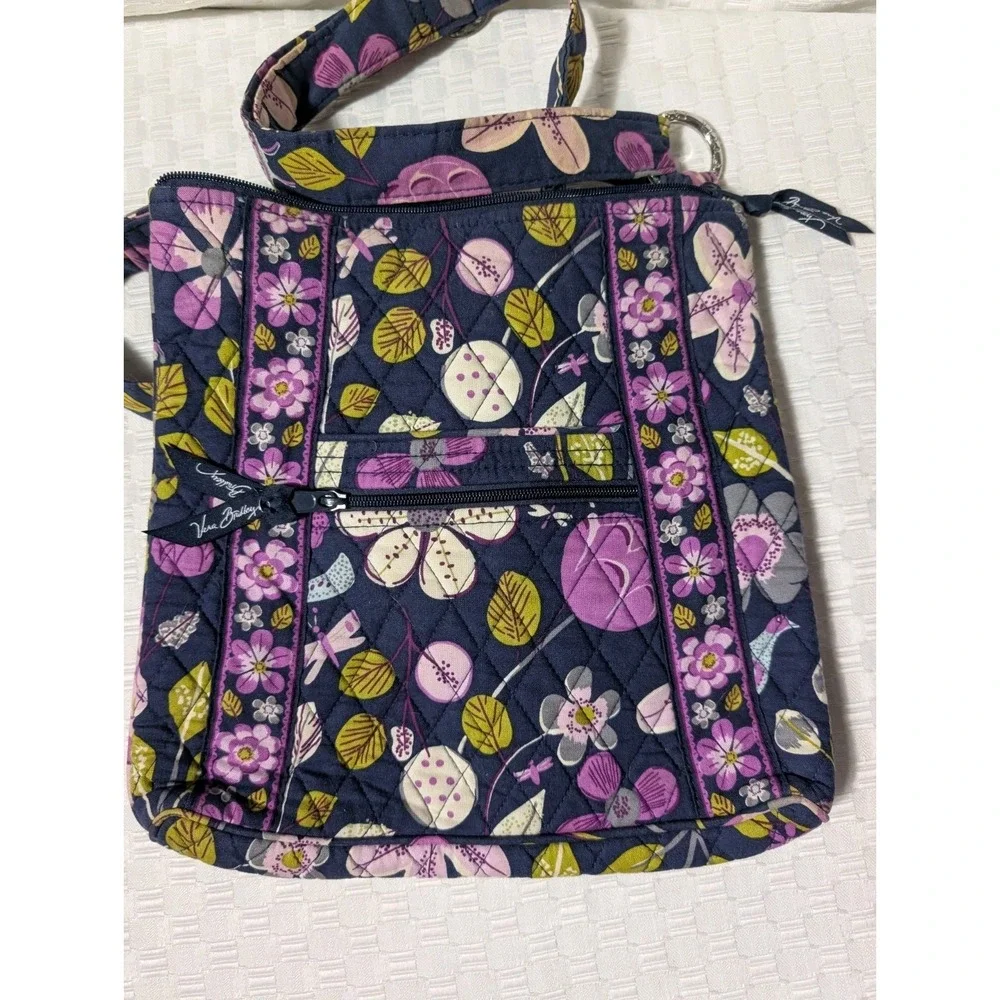 Vera Bradley Floral Nightingale Purple Crossbody Hipster Bag Beach Summer